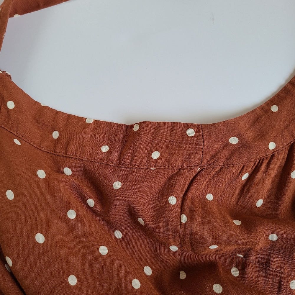 Anthropologie Rust Polka Dot Midi Dress - Picture 8 of 16